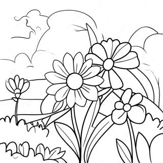 Beautiful Flower Garden Grayscale Coloring Page 64471-53314