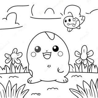 Cute Togepi In A Flower Field Coloring Page 64491-53310