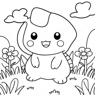 Cute Togepi In A Flower Field Coloring Page 64491-53312