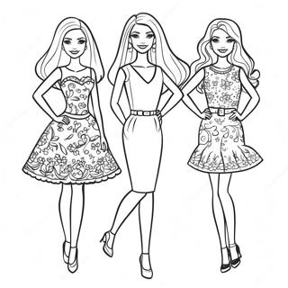 Barbie And Sisters In Fashion Outfits Coloring Page 64541-53360