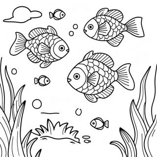 Pond Scene With Colorful Fish Coloring Page 6454-5250