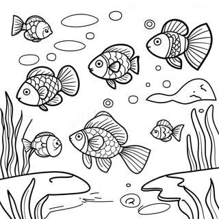 Pond Scene With Colorful Fish Coloring Page 6454-5251