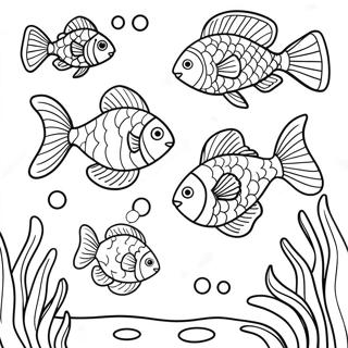 Pond Scene With Colorful Fish Coloring Page 6454-5252