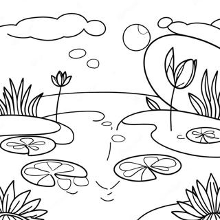 Serene Pond With Lily Pads Coloring Page 6455-5254