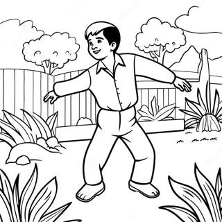 Pablo Dancing In The Backyard Coloring Page 64601-53419