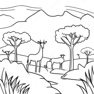 Beautiful Kenyan Landscape Coloring Page 64621-53429