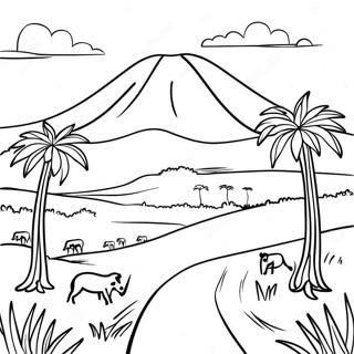 Beautiful Kenyan Landscape Coloring Page 64621-53430