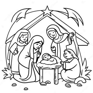 Joyful Nativity Scene Coloring Page 64691-53478