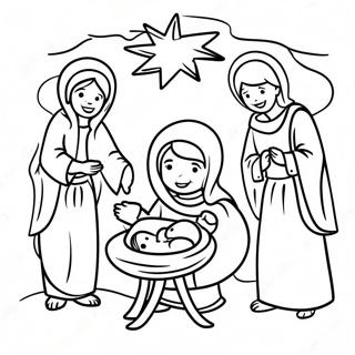 Joyful Nativity Scene Coloring Page 64691-53479