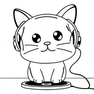 Dj Catnip With Headphones Coloring Page 64721-53513