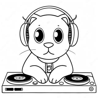 Dj Catnip With Headphones Coloring Page 64721-53515