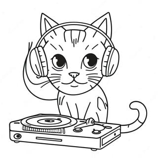 Dj Catnip With Headphones Coloring Page 64721-53516