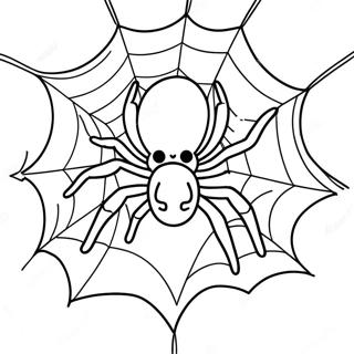 Creepy Halloween Spider With Web Coloring Page 6475-5269