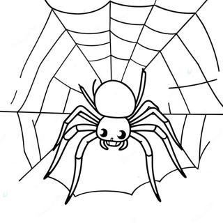 Creepy Halloween Spider With Web Coloring Page 6475-5270