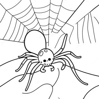 Creepy Halloween Spider With Web Coloring Page 6475-5271