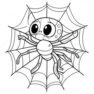 Creepy Halloween Spider With Web Coloring Page 6475-5272