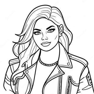 Sassy Bad Girl With Leather Jacket Coloring Page 64841-53604