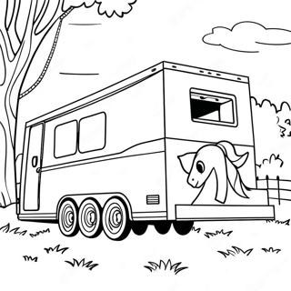 Colorful Horse Trailer With Horses Coloring Page 64851-53610