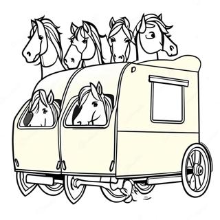 Colorful Horse Trailer With Horses Coloring Page 64851-53612