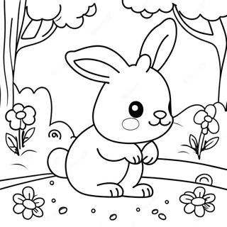 Cute Bunny In A Garden Coloring Page 64961-53698