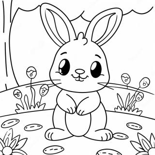 Cute Bunny In A Garden Coloring Page 64961-53699