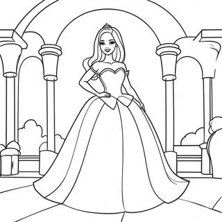 Elegant Barbie Princess In A Castle Coloring Page 65021-53751