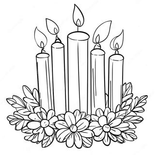 Colorful Advent Wreath With Candles Coloring Page 65031-53754