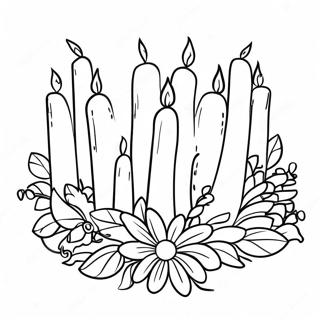 Colorful Advent Wreath With Candles Coloring Page 65031-53755