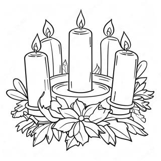 Colorful Advent Wreath With Candles Coloring Page 65031-53756