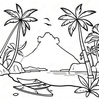 Tropical Polynesian Landscape Coloring Page 65051-53769