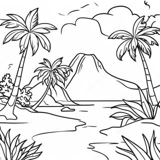 Tropical Polynesian Landscape Coloring Page 65051-53770