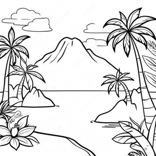 Tropical Polynesian Landscape Coloring Page 65051-53771