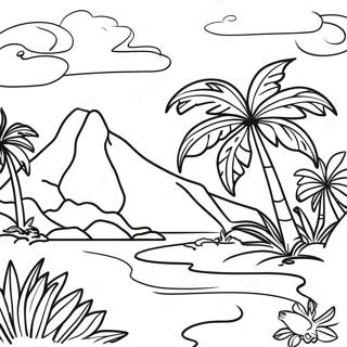 Tropical Polynesian Landscape Coloring Page 65051-53772