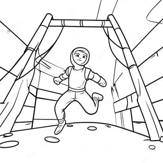 Ninja Warrior Obstacle Course Coloring Page 65081-53801