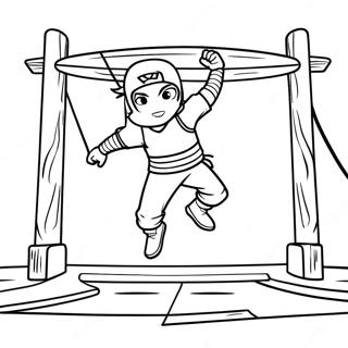 Ninja Warrior Obstacle Course Coloring Page 65081-53802