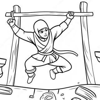 Ninja Warrior Obstacle Course Coloring Page 65081-53803