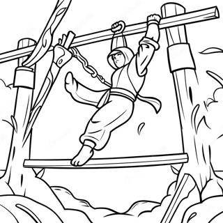 Ninja Warrior Obstacle Course Coloring Page 65081-53804