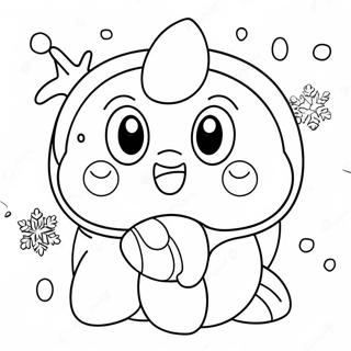 Cute Ice Kirby With Snowflakes Coloring Page 65141-53841