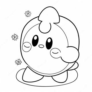 Cute Ice Kirby With Snowflakes Coloring Page 65141-53842