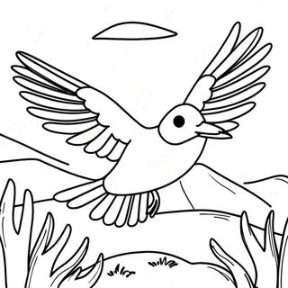 Colorful Western Meadowlark In Flight Coloring Page 65181-53863