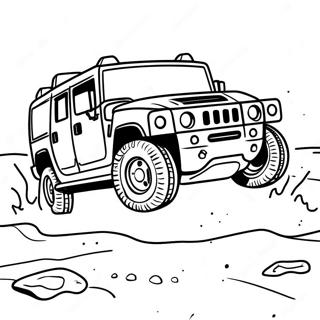 Cool Hummer Driving Through Mud Coloring Page 65231-53902