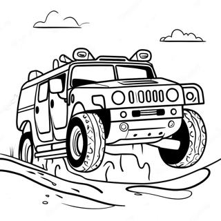 Cool Hummer Driving Through Mud Coloring Page 65231-53903