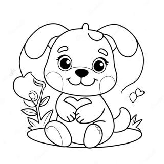 Cute Valentines Puppy With Heart Coloring Page 65261-53925