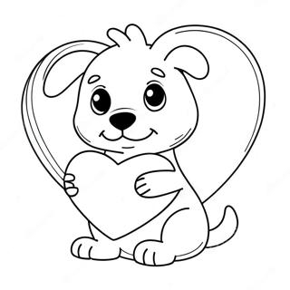 Cute Valentines Puppy With Heart Coloring Page 65261-53926