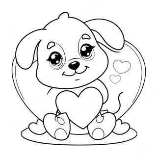 Cute Valentines Puppy With Heart Coloring Page 65261-53927