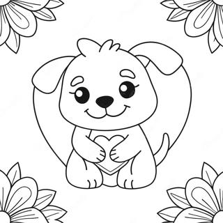 Cute Valentines Puppy With Heart Coloring Page 65261-53928