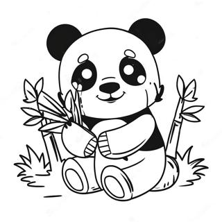 Cute Minecraft Panda Playing With Bamboo Coloring Page 65321-53985