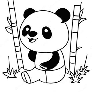 Cute Minecraft Panda Playing With Bamboo Coloring Page 65321-53987