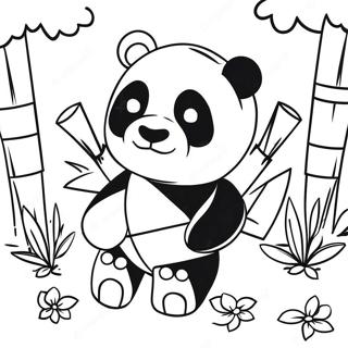 Cute Minecraft Panda Playing With Bamboo Coloring Page 65321-53988