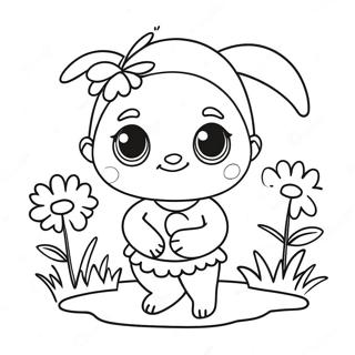 Cute Penelope With Flowers Coloring Page 65441-54073